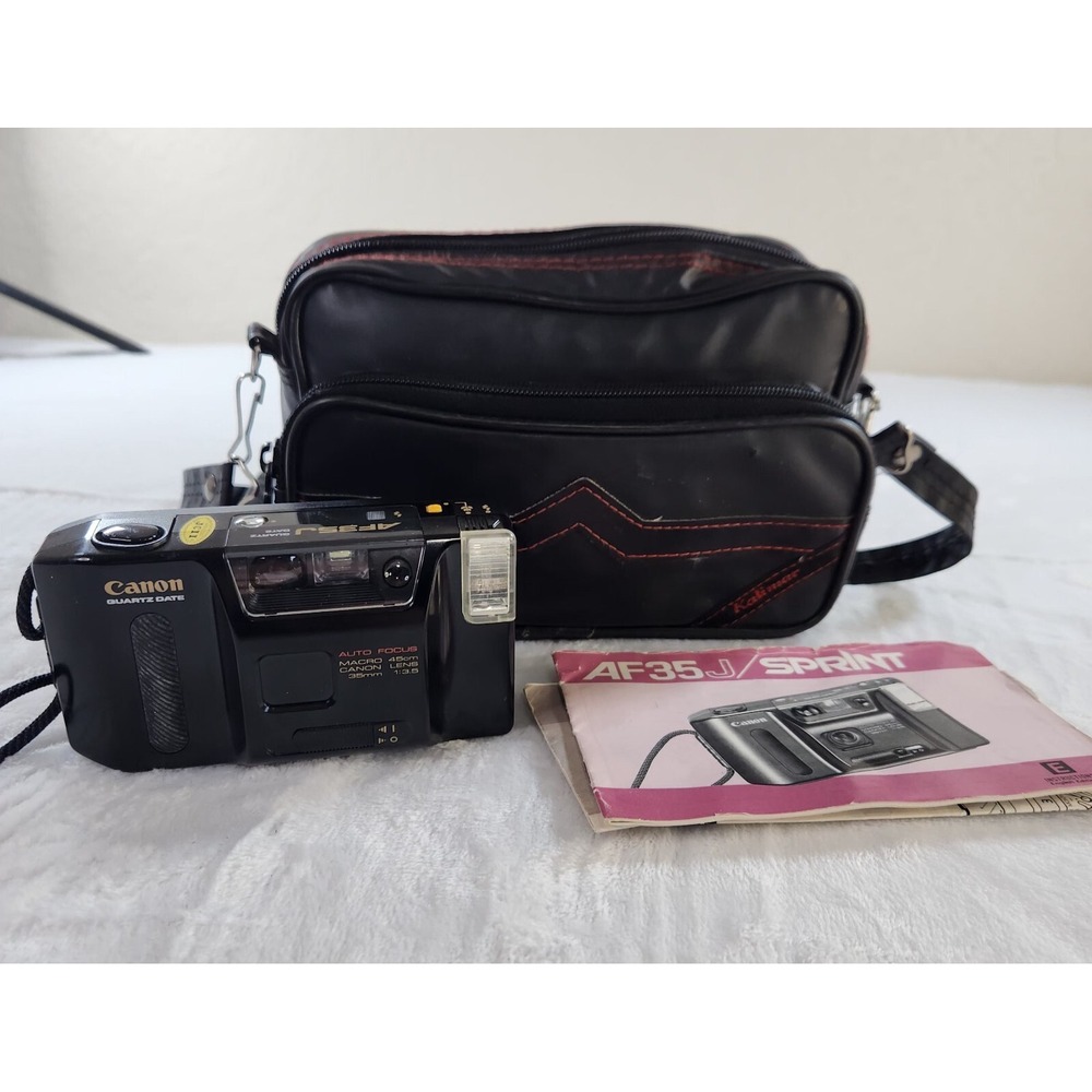 Vintage 1985 CANON AF35J/SPRINT 35mm auto focus camera W/case, manual